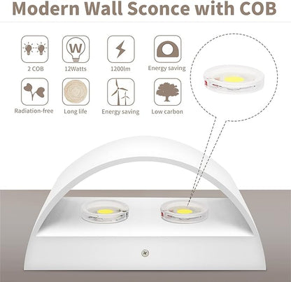Lightess Modern LED Wall Sconce Light Dimmable 12W Up Down Wall Light for Bedroom Living Room, Warm White
