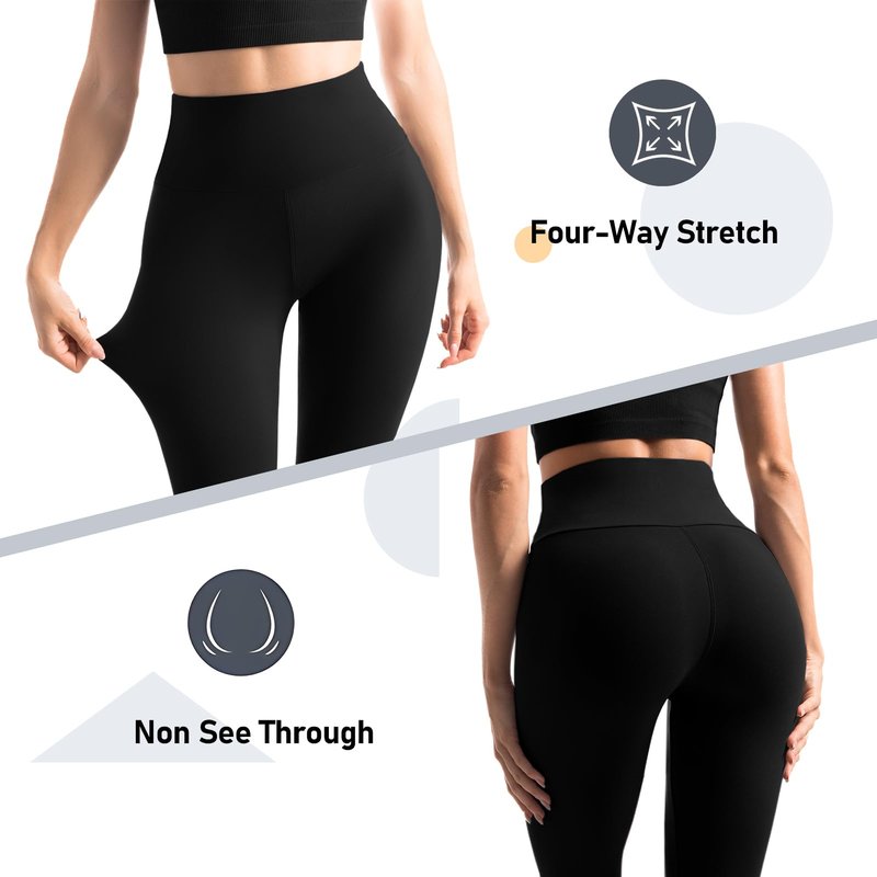Leafigure 2 Pack Leggings with Pockets for Women, High Waisted Soft Leggings for Yoga Gym Black/Grey XXL