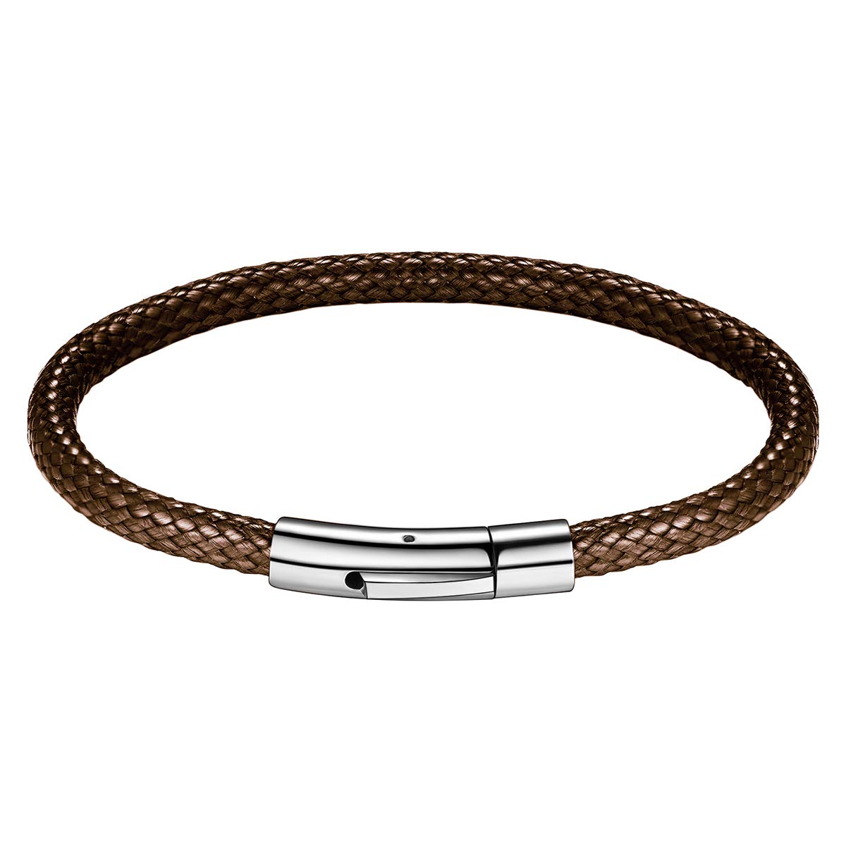 FOCALOOK Braided Leather Bracelet,Brown Hand Chain Leather Cord Rope Bracelet for Grandson 7inch(18cm)