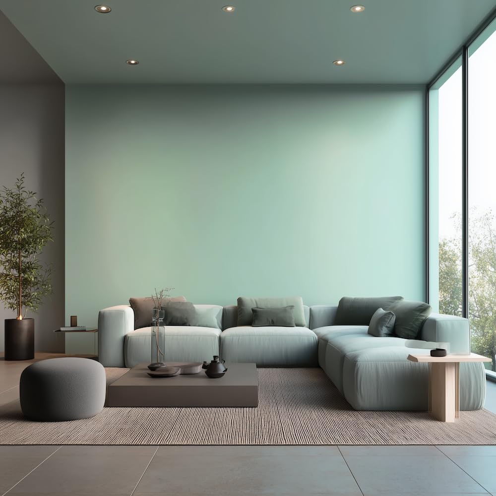 EVOLVE Interior Paint & Primer, Satin (Seafoam Green), 1 Gallon – Available in 50+ Colors, One-Coat Coverage, Excellent Hide, Low VOC, Low Odor, Washable Interior Paint