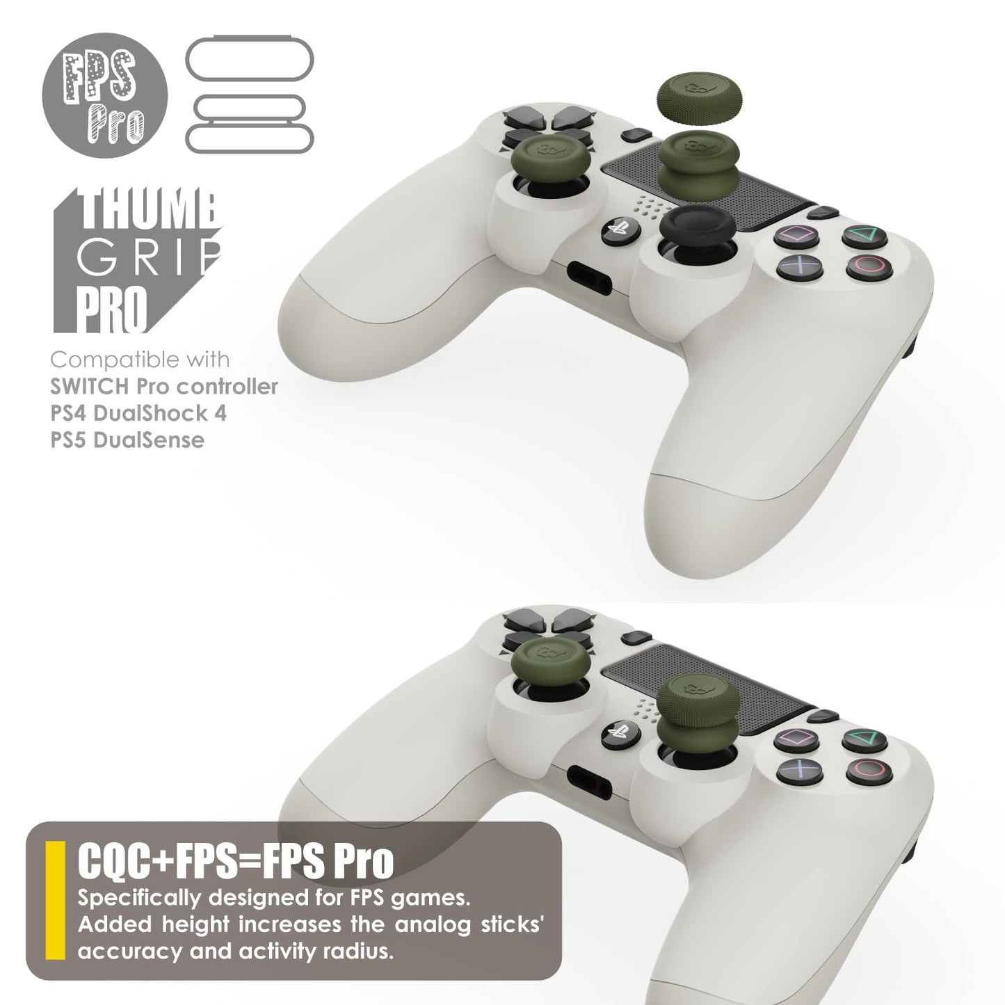 Skull & Co. Skin, CQC and FPS Thumb Grip Set Joystick Cap Analog Stick Cap for Nintendo Switch Pro Controller & PS5 / PS4 / Slim/Pro Controller- Black, 3Pairs(6pcs)