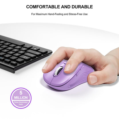 WisFox 2.4G Wireless Mouse for Laptop, Ergonomic Computer Mouse with USB Receiver and 3 Adjustable Levels, 6 Button Wireless Mice for Windows Mac PC Notebook (Grey)