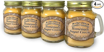 Our Own Candle Company Homemade Sugar Cookie Scented Mini Mason Jar Candle, 3.5 Ounce (4 Pack)