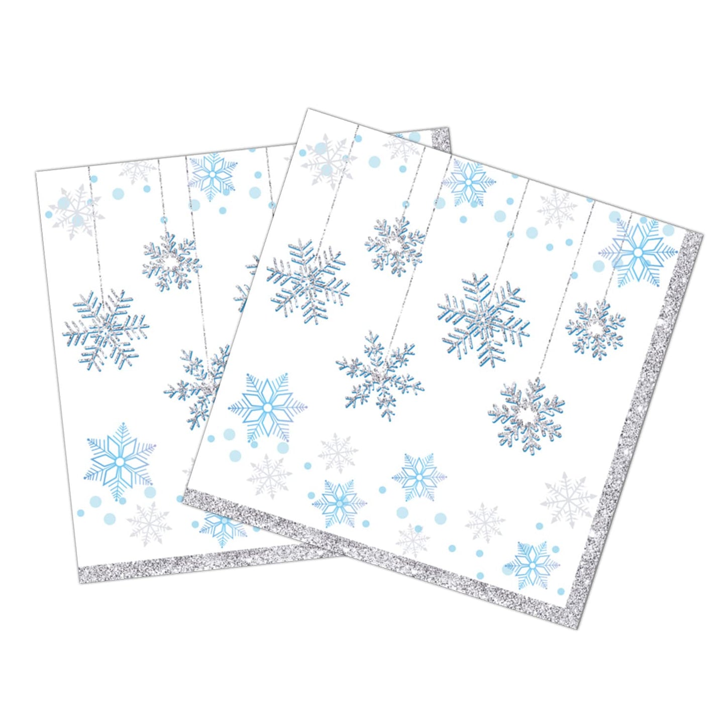 Dulousia Snowflake Napkins, Disposable Wonderland Party Paper Napkins, Luncheon Blue White Snow Theme Party Decorations, Birthday Beverage Napkin, Winter Celebration Supplies, Unfolded 13x13in, 40Ct