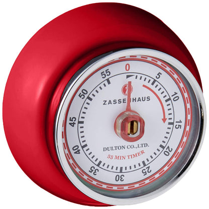 Zassenhaus Magnetic Retro Kitchen Timer, Classic Mechanical Cooking Timer (Black)
