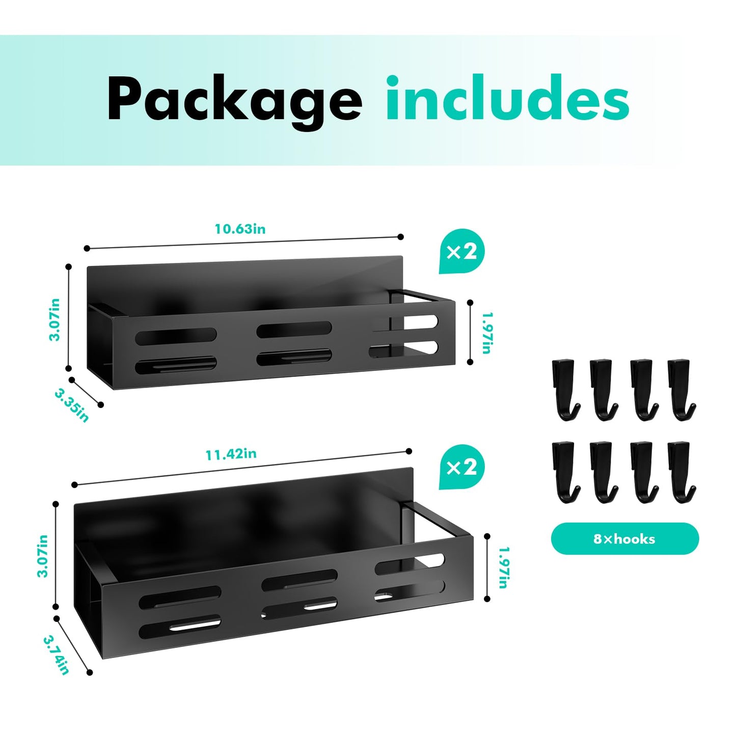2 Pack Magnetic Spice Rack for Refrigerator, Black Magnetic Shelf and Fridge Kitchen Cabinet Organizers Storage Seasoning Organization Mini Shelves, Organizadores de Cocina