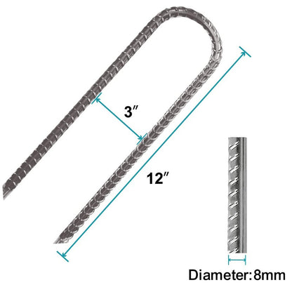 Eurmax USA 8-Pack U-Shape Ground Stakes,Rust-Proof Galvanized Steel Ground Anchors,Commercial Trampoline Stakes for High Winds,Secure Anti-Flip Tie Down for Soccer Goals,Swing Sets,Fences&Playsets