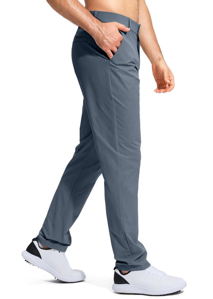 Pudolla Men's Golf Pants Work Dress Comfy Pants Casual Slacks Trousers with Pockets(Grey_Blue 28Wx32L)