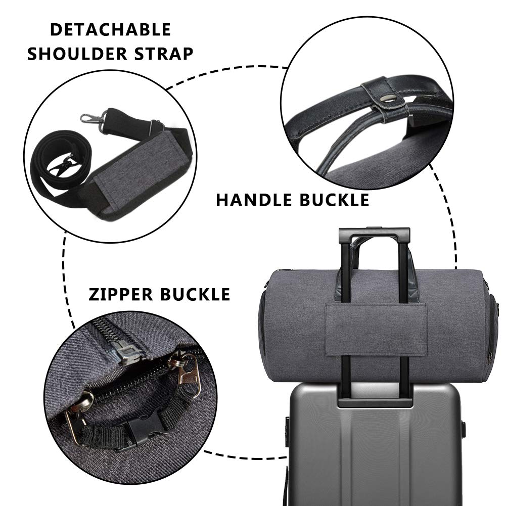 Modoker Convertible Garment Bag with Shoulder Strap, Carry on Garment Duffel Bag for Men Women - 2 in 1 Hanging Suitcase Suit Travel Bags, Black