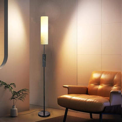 Floor Lamp for Living Room, Lamp with 3 Color Lampshades, Remote Standing Lamp for Bedroom, Office, Room décor(Bulb Included) (Ivory)