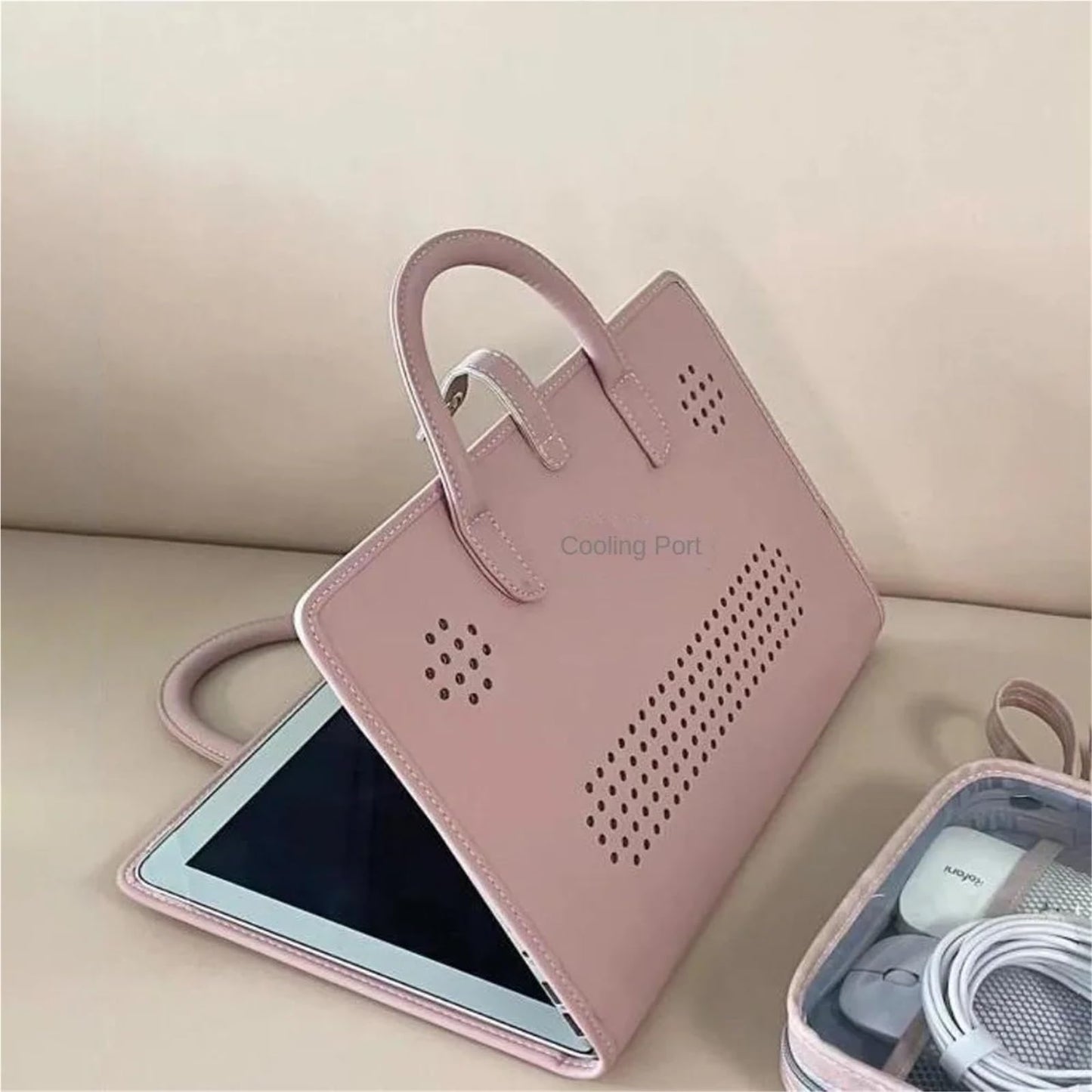 PU Laptop Sleeve Pink With Handle Protective Case Laptop Bag，Compatible with 15.6" Notebook(15.6 inch)