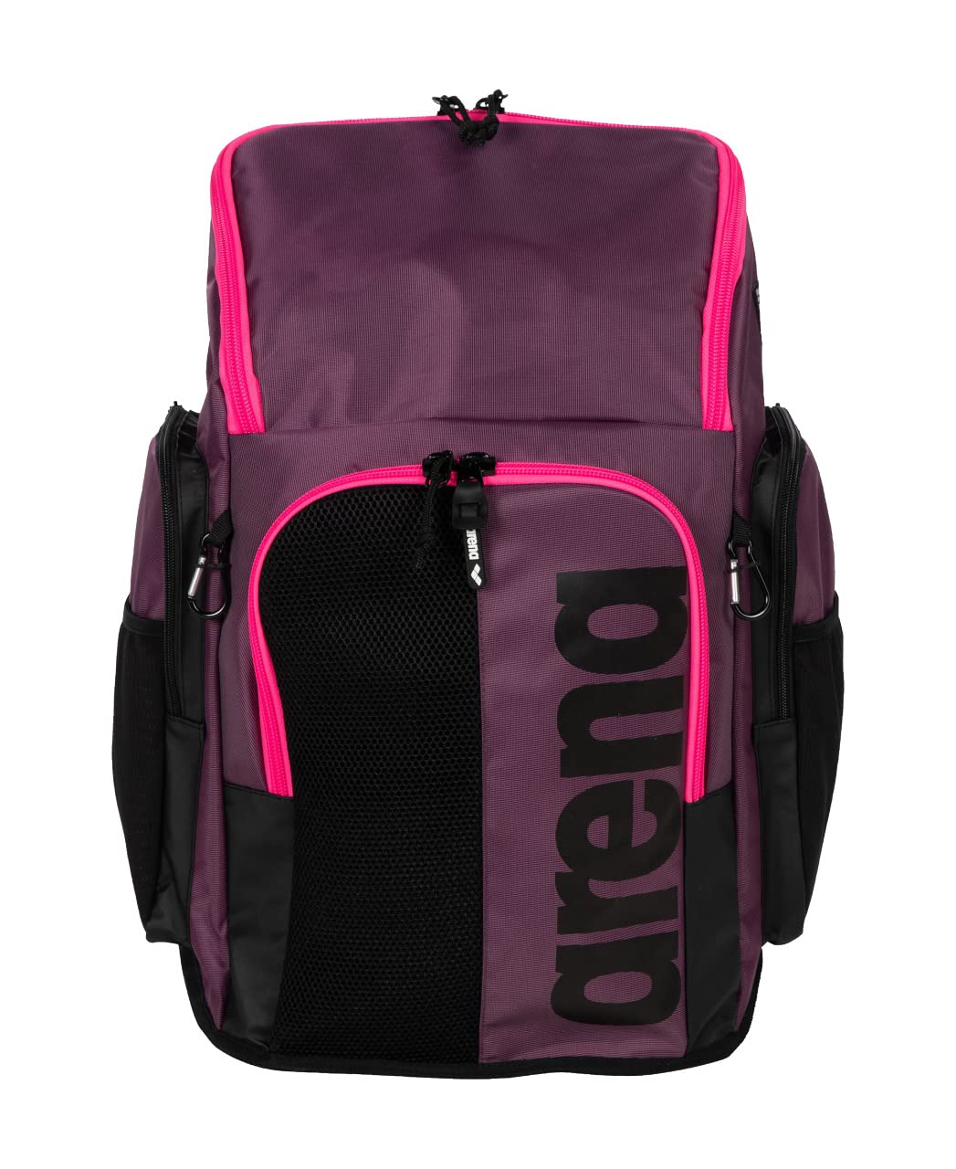 ARENA Spiky III Backpack 45 Swimming Athlete Sports Gym Rucksack Large Training Gear Equipment Swim Bag for Men and Women, 45 Liters, Plum/Neon Pink