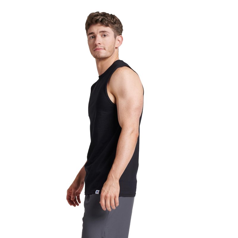 Russell Athletic Men's Cotton Performance Sleeveless Muscle T-Shirt,Black,X-Large