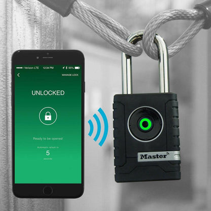 Master Lock Bluetooth Outdoor Padlock with Easy Backup Keypad Entry – 4401DLH