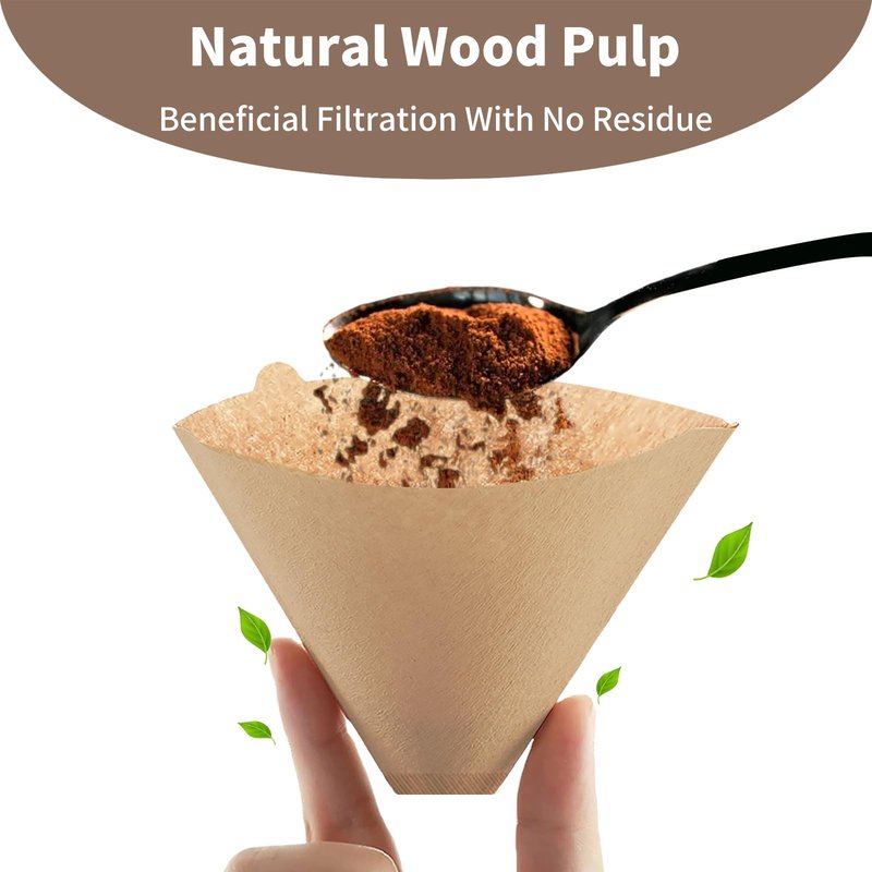 Frociviny Disposable #4 Cone Coffee Filters, 100pcs Unbleached Wood Pulp Paper, Compatible with Ninja Coffee Maker, 8-12 Cup Capacity