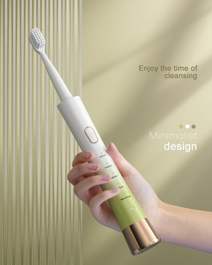 Sonic Electric Toothbrush for Adults, USB Rechargeable Sonic Toothbrush with 8 Brush Heads, Smart Timer, 5 Modes, 2-Hour Fast Charge Last 30 Days, Pink