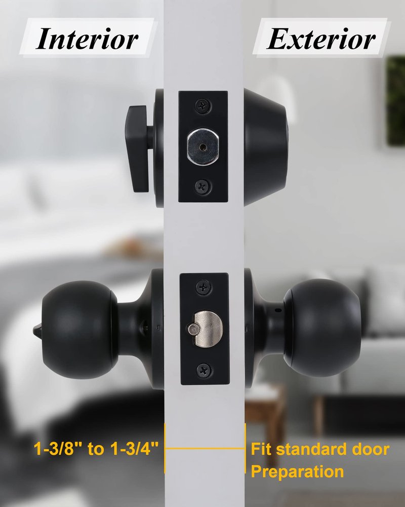 Lanwandeng (2 Sets) All Keyed Same Entry Knobs&Single Cylinder Deadbolt for Exterior Front Doors, Matte Black Finish Entry Door Lock with Same Keys