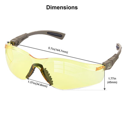 xaegistac Shooting Glasses Anti-fog Shooting Range Eye Protection, Adjustable Safety Glasses with Zipper Hard Case (khaki frame yellow lens)