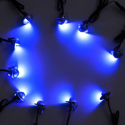 Recessed LED Deck Light Kit, 30pcs 10Lm In Ground Outdoor Landscape LED Lighting for Stair Patio Garden Floor Corner Sauna Room Bathroom, Waterproof IP65, 12V Low Voltage, Blue