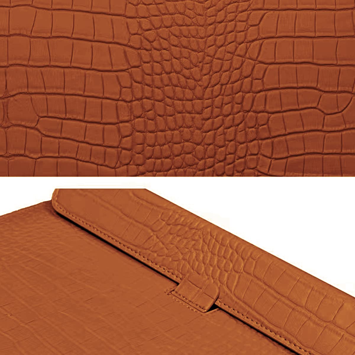 Seanai Protective Slim Portable Laptop Sleeve 13-13.6 Inch Crocodile PU Leather Case for MacBook Neo 13 A18 Pro A3404 Air 13 Pro 13 M5 A3449 M4 A3240 M3 M2 M1, for HP Dell Microsoft Notebook, Brown