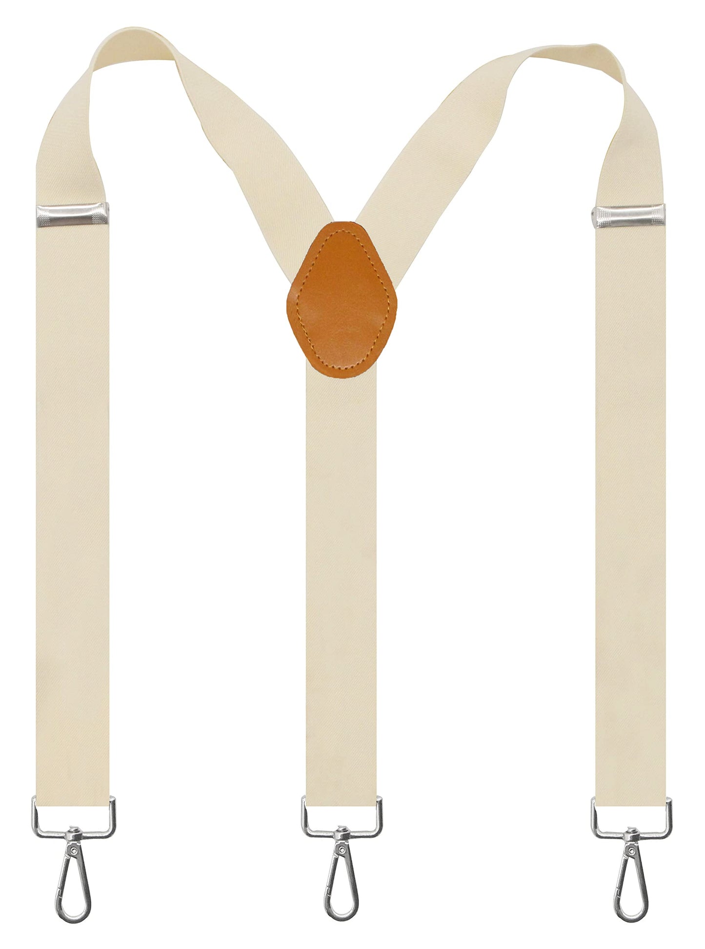 Cedrainy Suspenders for Men 3 Swivel Hooks 1.4 Inch Wide Adjustable Elastic Braces with Heavy Duty Belt Loops (Off-White)