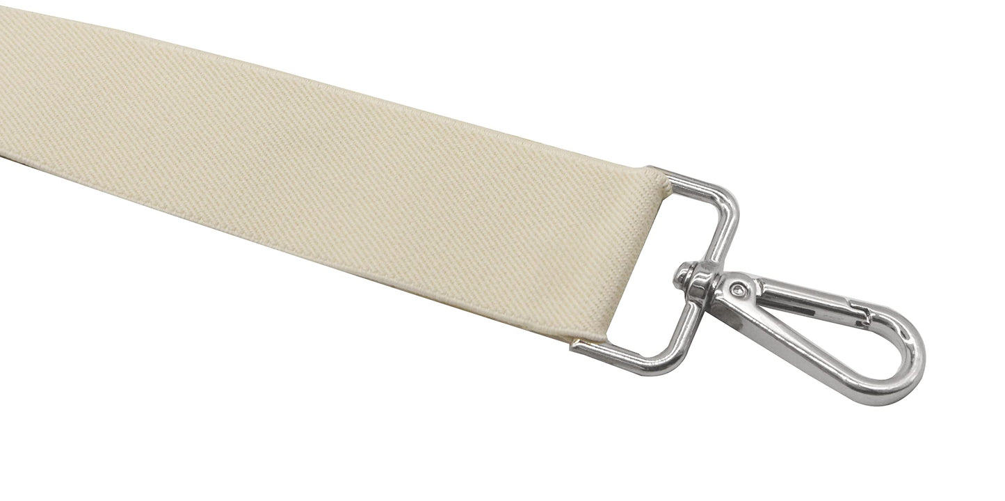 Cedrainy Suspenders for Men 3 Swivel Hooks 1.4 Inch Wide Adjustable Elastic Braces with Heavy Duty Belt Loops (Off-White)