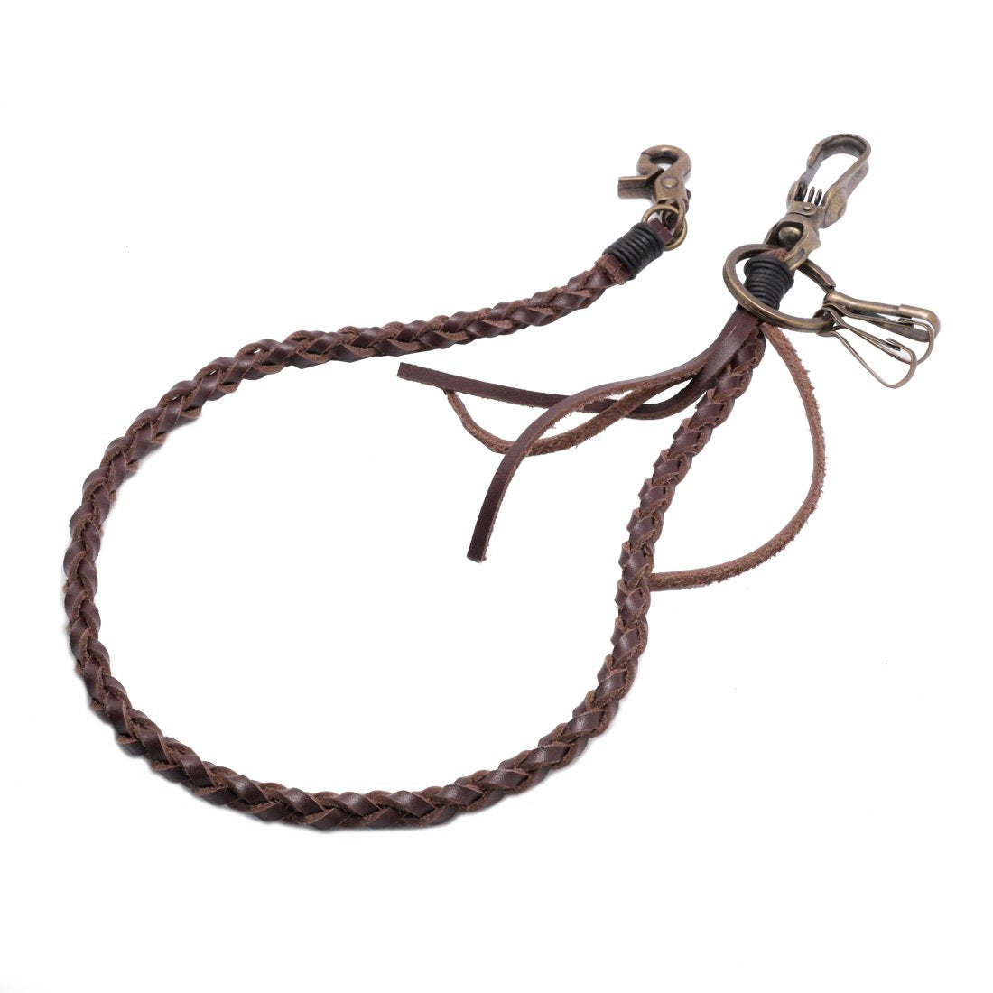 UNIQSUM Braided Genuine leather wallet chain Biker Punk Key chains (Vintage DB)