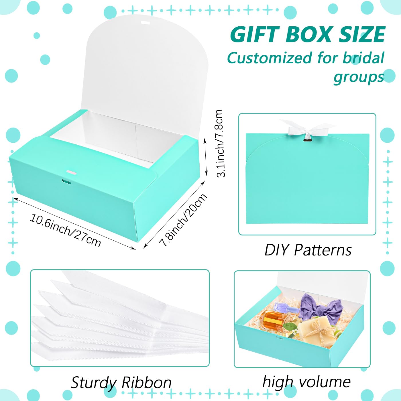 WLUSEAXI 15Pack Gift Boxes with Lids, 10.6x7.8x3.1 Inches Bridesmaid Proposal Box with Ribbon, Blue Gift Boxes for Presents,Kraft Paper Boxes for Wedding Christmas Birthday Baby Shower Party