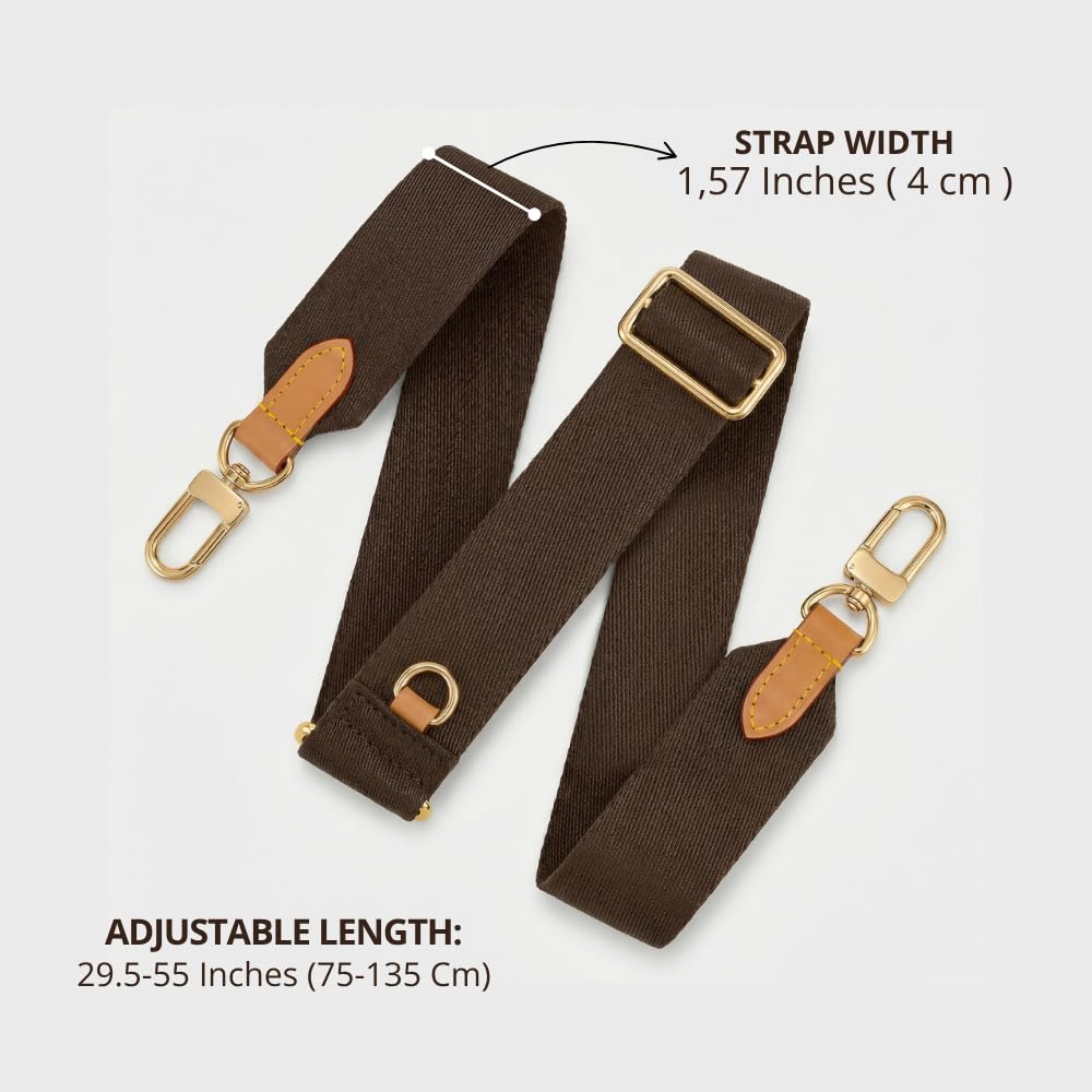 LAVIEV Wide Purse Strap Crossbody Replacement Strap for Handbags Adjustable Black and Brown Leather Purse Strap (Brown-Honey Leather)