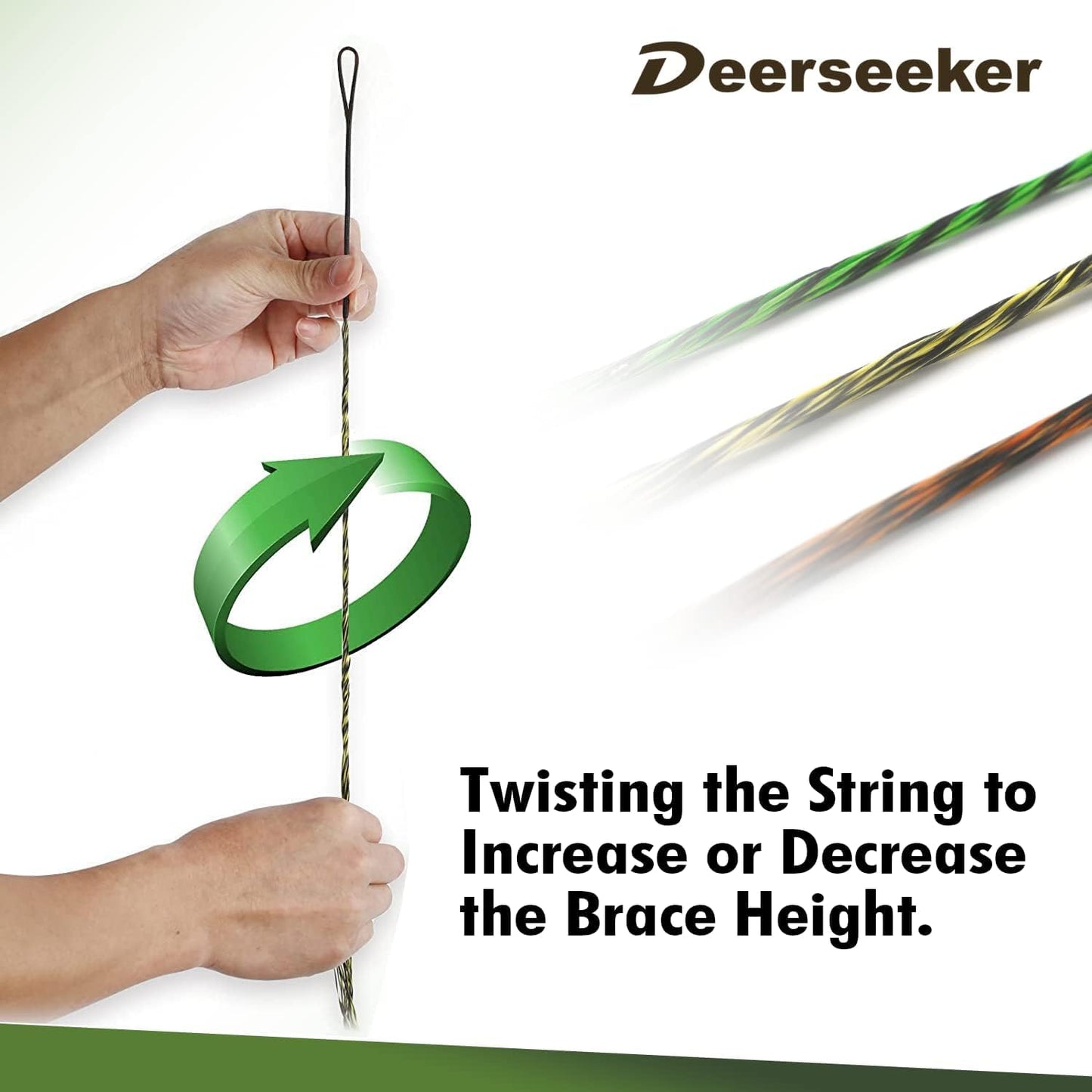 Deerseeker Archery Bowstring Set with 2 Nocking Points Dacron Recurve Bow String Replacement 12, 14, 16 Strands for Traditional Longbow Bow Shooting 48-70 inches（Brown, 1pcs ）