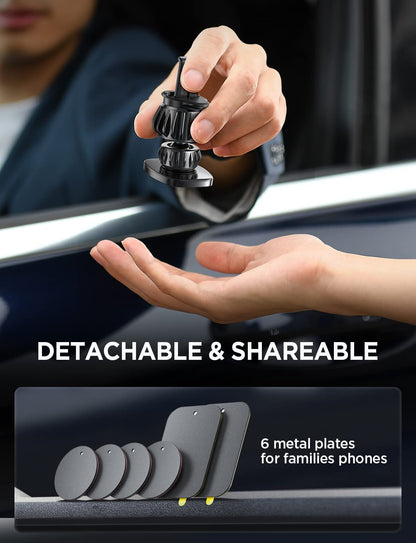 LISEN 2 Pack Magnet for Phone Car Mount Magnetic Phone Holder for Your Car Vent 6 Military Magnets Vent Cell Phone Holder Mount for Car Plate Fit All iPhone 16/15/14/13 Pro Max Plus Samsung S25