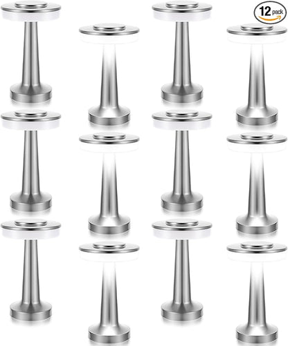 VIHOSE 12 Pcs Silver Cordless Table Lamps LED Portable Rechargeable Table Lamp with Touch Sensor 3 Color Dimming up to 15 Hours Battery Desk Light for Restaurant Nursery Living Room