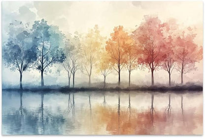 Yesad Trees Pictures, Abstract Wall Art Watercolor Tree Prints Artwork Nature Canvas Painting Landscape Poster Botanical Wall Décor for Living Room Bedroom Office Farmhouse (Unframed,36”x24”, Tree9)