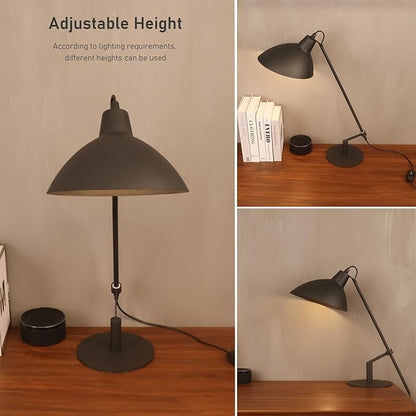 Desk Lamp Modern Industrial 100% Metal Table Lamp 22", Soft White Light (3000K) with Adjustable Switch, Ideal for Office Bedroom Study Room Living Room Nightstand Bedside Lamps Sand Black