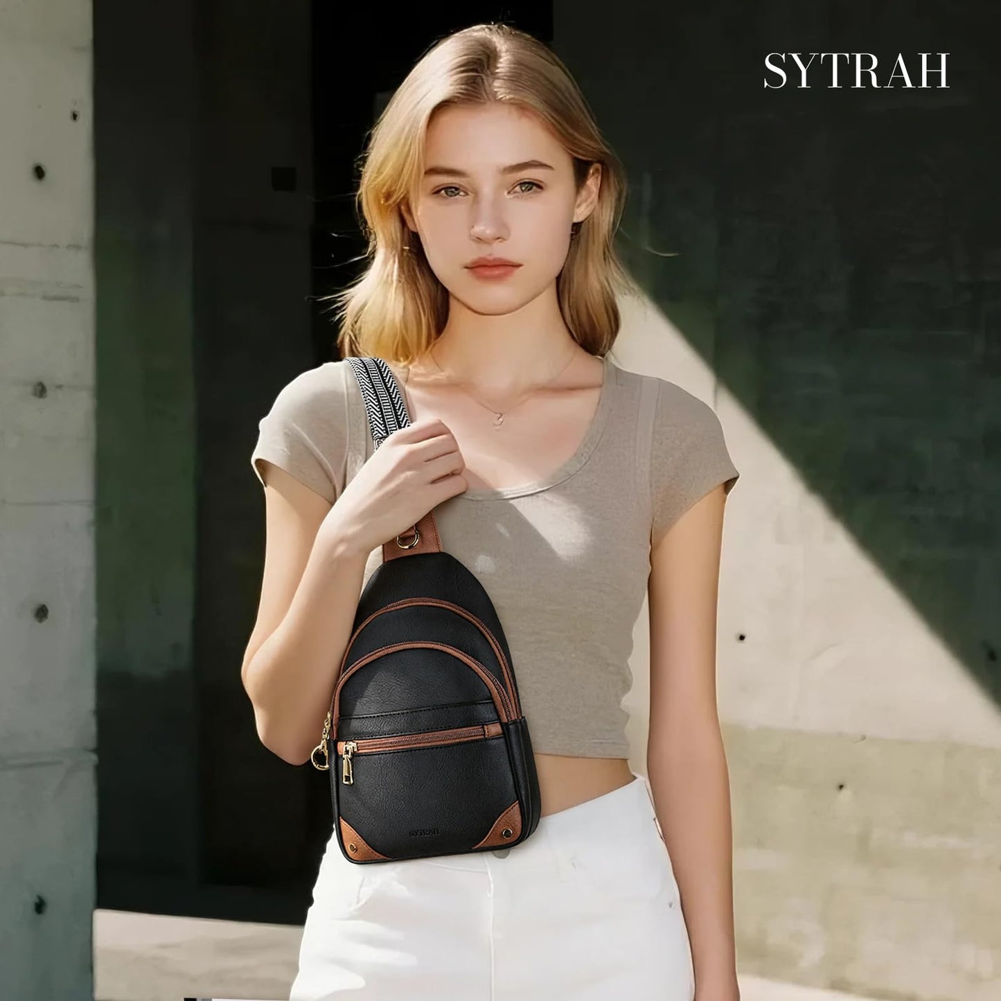 SYTRAH Anti Theft Crossbody Bags for Women, RFID Sling Bag Travel Purse, RFID Cross Body Purses Chest Bag for Travel Black Brown