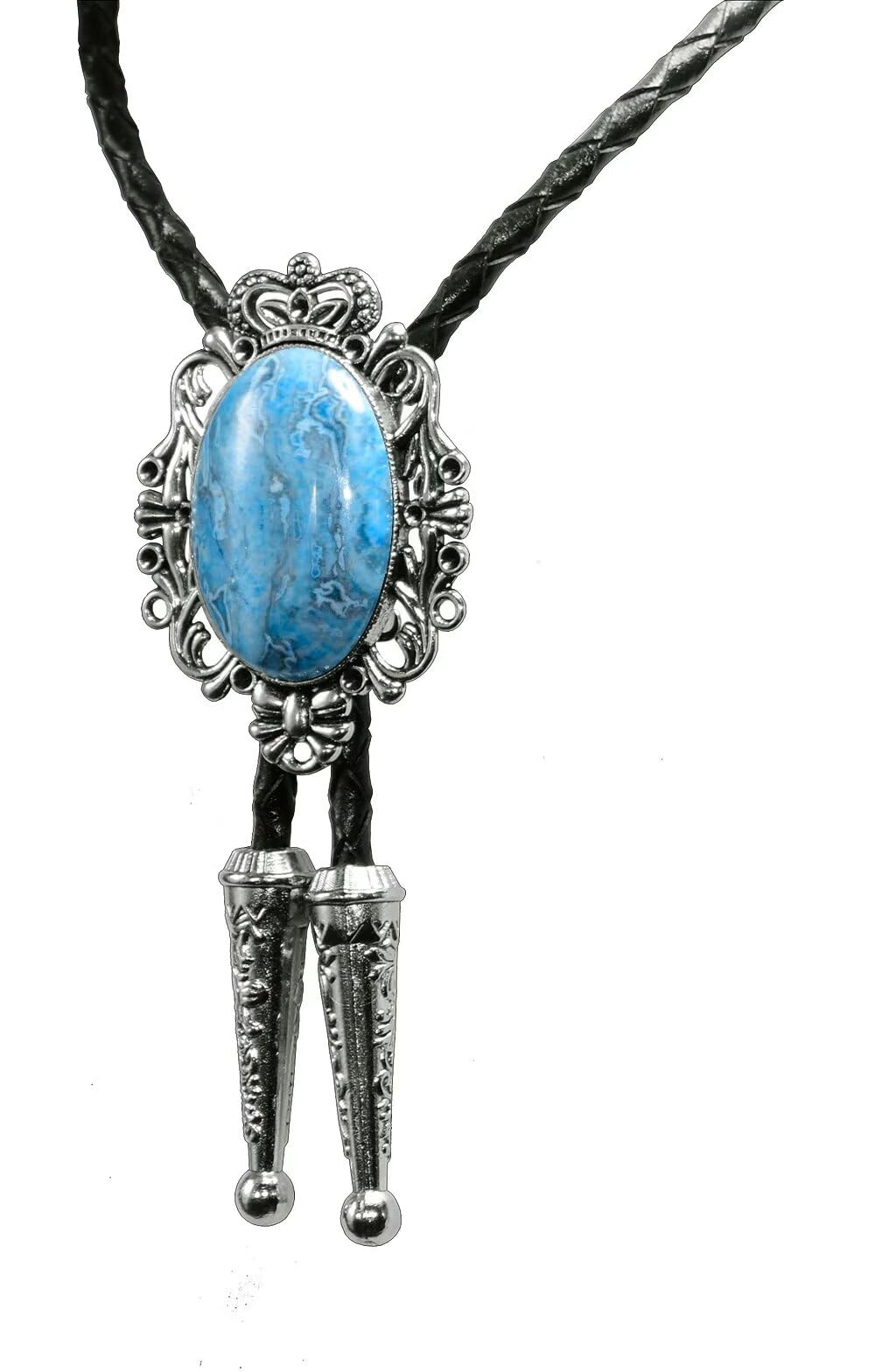 GURANSE Natural Tiger Eyes Stone Bolo tie With Art Flower Wreath Cowboy Western Style Necktie