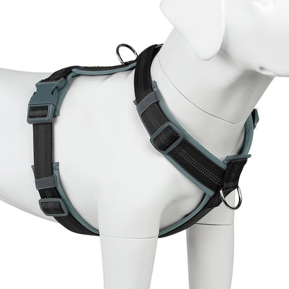 Plutus Pet No Pull Dog Harness, Adjustable Nylon Harness with Soft Padding, Reflective and Heavy Duty Dog Harness for Small, Medium, Large Dogs(Black, M)