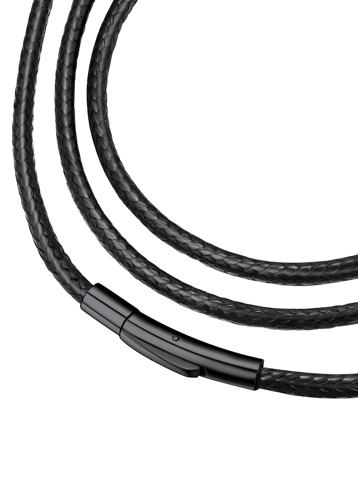 FaithHeart Genuine Leather Necklace Cord for Men Unique Solid String Wax Rope Neck Chains for Dad 16-30inch Black Chains