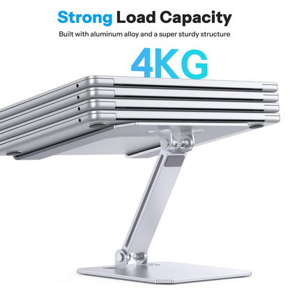OMOTON Laptop Stand for Desk, Ergonomic Adjustable Computer Stand Aluminum Portable Desktop Laptop Riser Holder for MacBook Air Pro, Dell, HP and All Tablets Up to 15.6", Glossy Silver