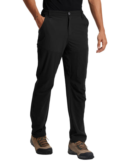 Mens Hiking Cargo Work Nylon Pants - Water & Wear Resistant Breathable Lightweight Stretch Quick Dry - EDC with 6 Pocket Black
