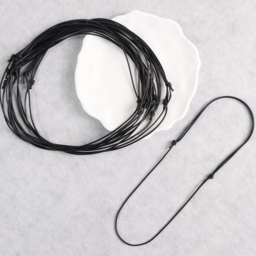 YJTSWDXY 100Pcs Black Necklace Cord Adjustable Knotted Rope Necklace Handmade Craft Choker for Women Men (Black)
