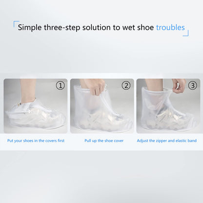 Rain Boot Waterproof Shoes Covers, Sand Control Non-Slip Shoe Cover Galoshes, PVC Rubber Sole Reusable Rain Snow Boots Overshoes for Cycling Outdoor Camping Fishing Garden Travel (XXL, Transparent)