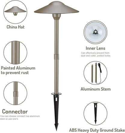 Lumina Lighting® 3W Landscape Lighting 12V Landscape Lights Low Voltage Landscape Path Lights Warm White Waterproof Outdoor Replaceable G4 LED Bulb for Garden Pathway Lawn Yard (Bronze, 8-Pack)