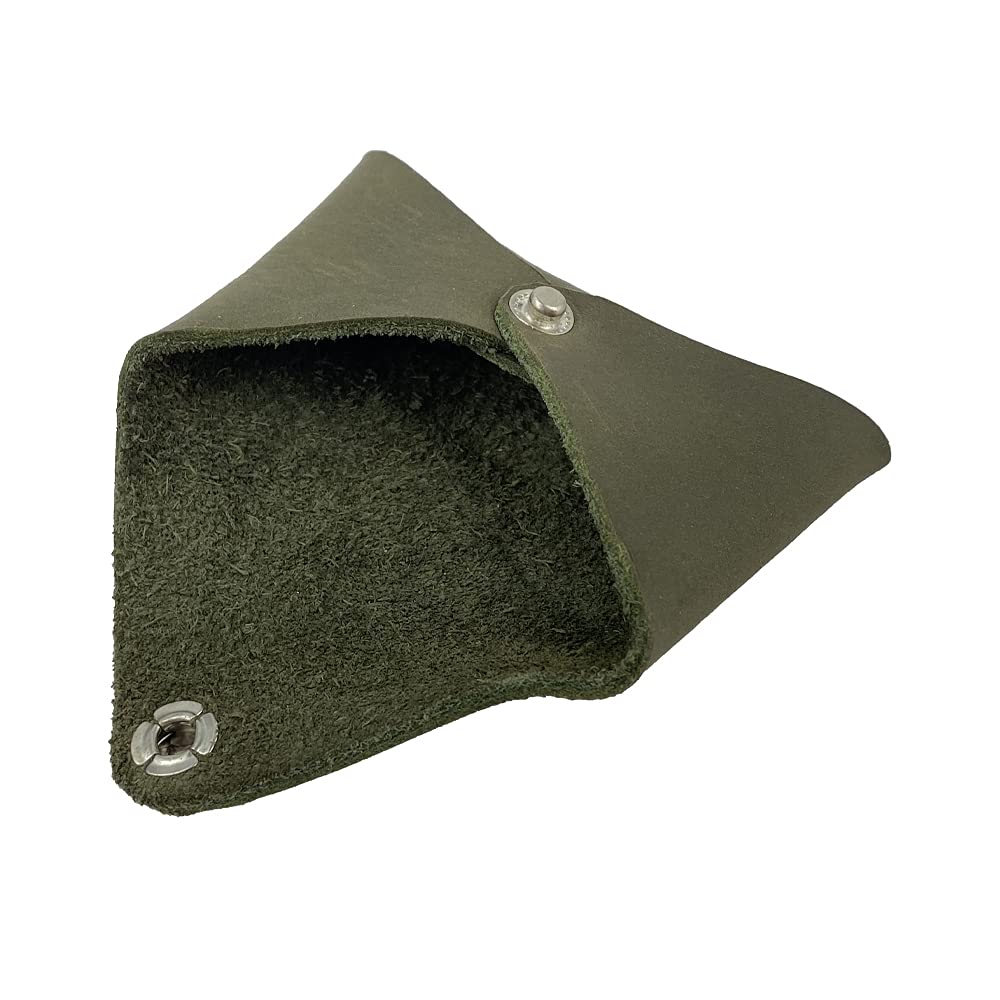 Hide & Drink, Rustic Leather Envelope Shaped Coin Case, Secret Bag Miniature World, Handmade Includes 101 Year Warranty (Dark Jade)