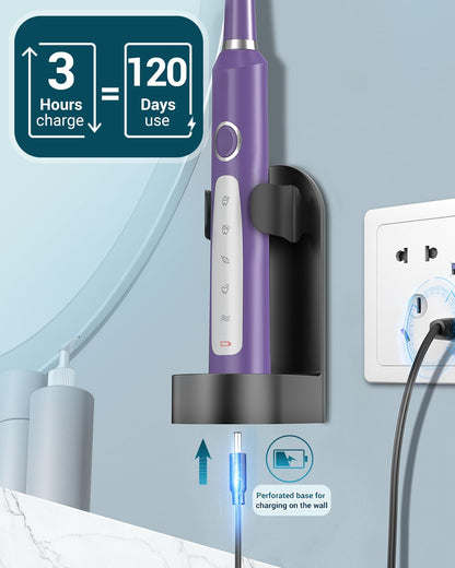 Rtauys M5 Sonic Electric Toothbrush for Adults and Kids - Rechargeable Electric Toothbrush Kids Ages 12+ and Adults with 8 Brush Heads & Travel Case, 120 Days Battery Life - Pink