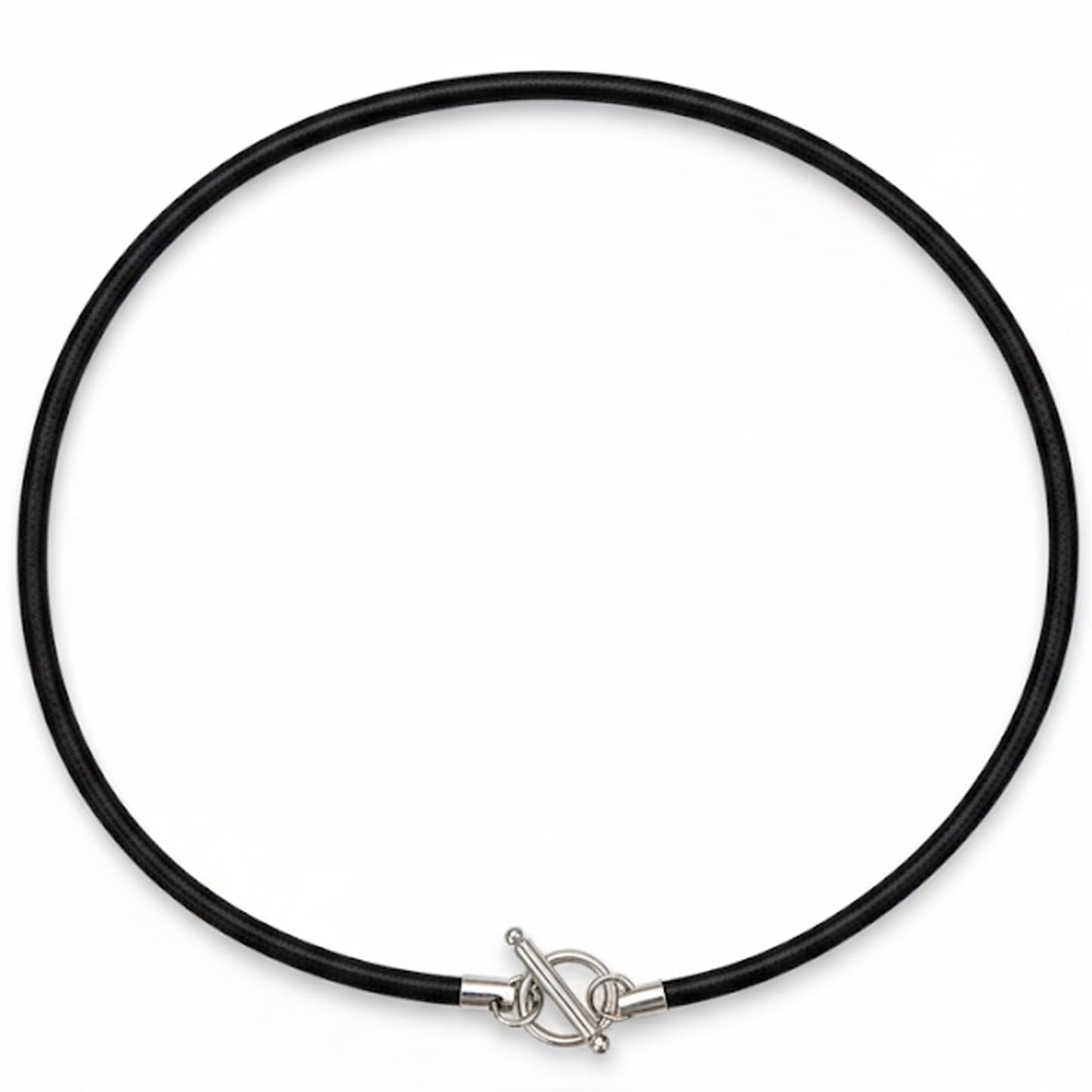 Leporem Handmade 4mm Black Cowhide Cord Necklace Unisex Minimalist Jewelry Base for Charms with Stainless Steel Toggle Clasp (18 Inch)