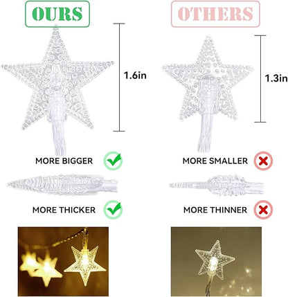 ITICdecor Star String Lights 15 FT 30 LED Fairy Christmas Light Battery Operated Indoor Outdoor Twinkle Lights Bedroom Decor for Party Wedding Xmas Tree (Warm White)