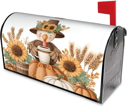 DADABULIU Mailbox Covers Thanksgiving Turkey Pumpkin Fall Magnetic Letter Post Box Cover Standard Size 21 x 18 Inch Garden Yard Home Decorative