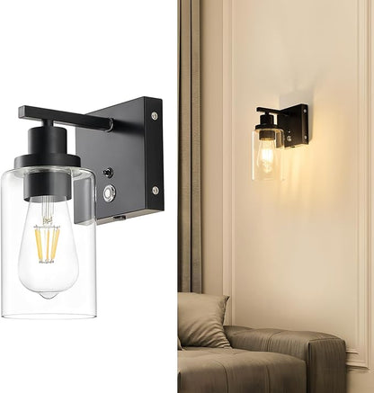 Dimmable Battery Operated Wall Sconce Set of 2 Black with 3-Color Temperature Bulb, 10000mAh Rechargeable Wireless Wall Sconces Set of Two with Remote Control Wall Light for Bedroom, Hallway