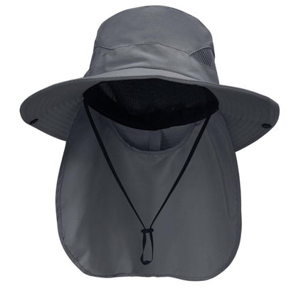 NPQQUAN Sun Hats for Men Women with Neck Flap UPF 50+ UV Protection Wide Brim Bucket Hat Safari Hiking Fishing Hats Darkgray（Neck Flap）